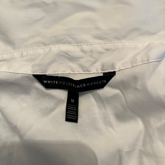 White House Black Market White Wrap Blouse Top 3/4 sleeves work business M - Picture 4 of 5